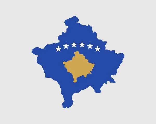 Kosovos Kartflagga Karta Över Republiken Kosovo Med Landsfana Kosovos Kosovos — Stock vektor