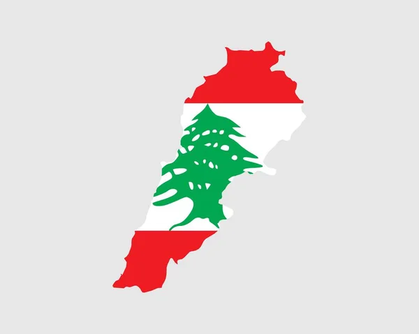 Mapa Del Líbano Bandera Mapa República Libanesa Con Bandera Del — Vector de stock