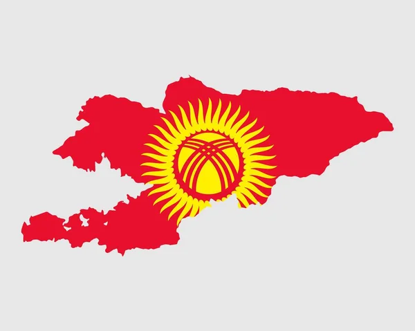 Kirguistán Mapa Bandera Mapa Kirguistán Con Bandera Del País Kirguiso — Archivo Imágenes Vectoriales