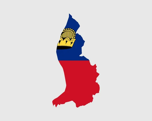 Mapa Liechtenstein Bandera Mapa Del Principado Liechtenstein Con Bandera País — Vector de stock