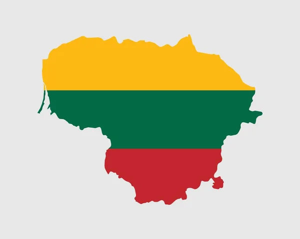 Litvánia Térkép Zászló Litván Köztársaság Térképe Litván Ország Lobogójával Vektorillusztráció — Stock Vector