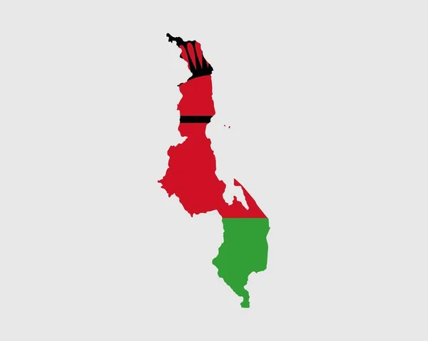 Malawi Harita Bayrağı Malawi Cumhuriyeti Haritası Malawian Ülke Bayrağı Vektör — Stok Vektör
