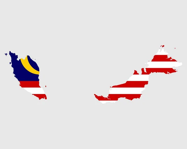 Bendera Peta Malaysia Peta Malaysia Dengan Panji Negara Malaysia Ilustrasi - Stok Vektor