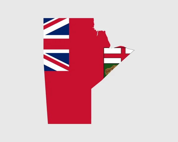 Manitoba Kaart Vlag Kaart Van Manitoba Met Vlag Canadese Provincie — Stockvector