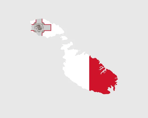 Malte Carte Drapeau Carte République Malte Avec Bannière Pays Maltais — Image vectorielle