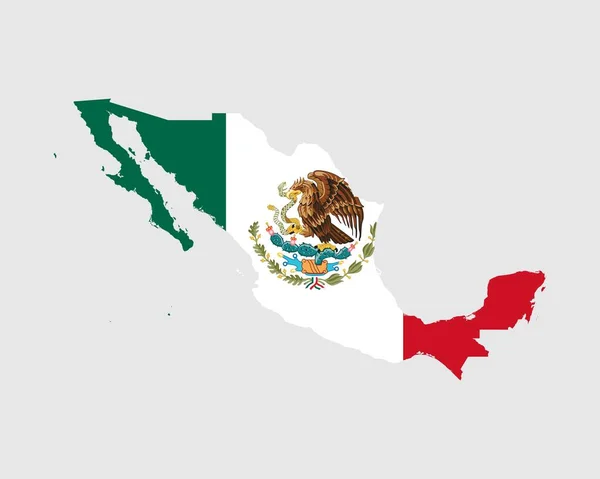 メキシコ地図旗 メキシコ国旗が白地に隔離されたメキシコ合衆国の地図 ベクターイラスト — ストックベクタ