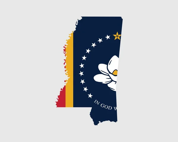 Bandeira Mapa Mississippi Mapa Eua Com Bandeira Estado Estados Unidos —  Vetores de Stock