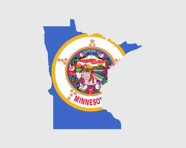 Mapa Minnesota Bandera Mapa Estados Unidos Con Bandera Del Estado — Vector de stock