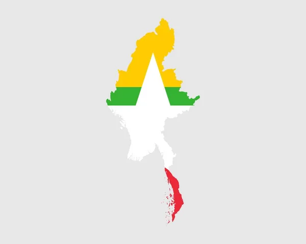 Myanmar Burma Flagge Karte Karte Der Republik Myanmar Mit Der — Stockvektor