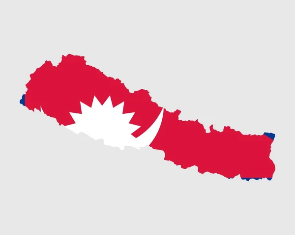 Nepal Bayrak Haritası Nepal Federal Demokratik Cumhuriyeti Haritasında Nepal Ülke — Stok Vektör