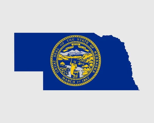 Bandeira Mapa Nebraska Mapa Eua Com Bandeira Estado Estados Unidos —  Vetores de Stock