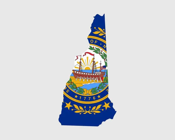 New Hampshire Map Flag Карта Сша Державним Прапором Сполучені Штати — стоковий вектор
