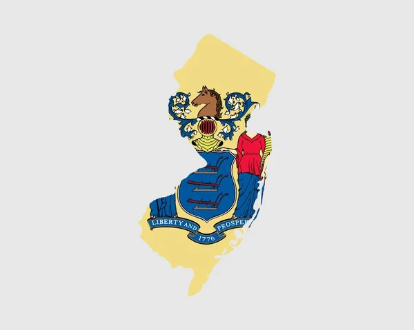 New Jersey Karta Flagga Karta Över Usa Med Statsflaggan Usa — Stock vektor