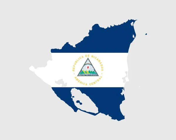Mapa Bandeira Nicarágua Mapa República Nicarágua Com Bandeira País Nicaraguense —  Vetores de Stock