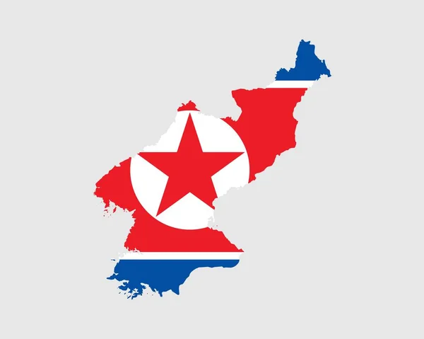 Nordkorea Flagge Karte Karte Der Demokratischen Volksrepublik Korea Mit Der — Stockvektor