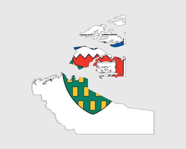 Kuzeybatı Toprakları Harita Bayrağı Haritası Bayraklı Kanada Kanada Federal Bölgesi — Stok Vektör