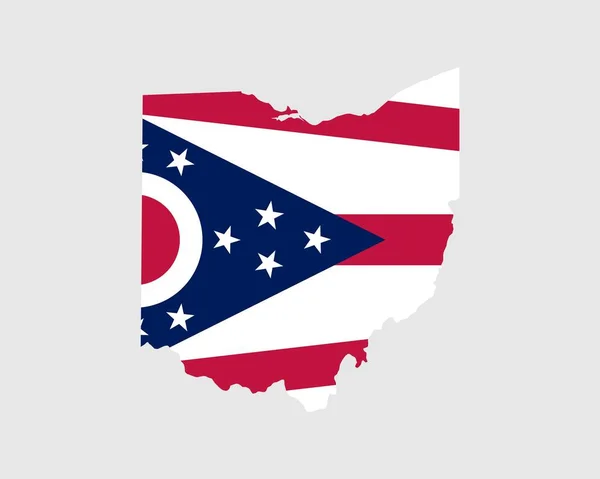 Ohio Karte Flagge Karte Von Usa Mit Der Staatsflagge Vereinigte — Stockvektor