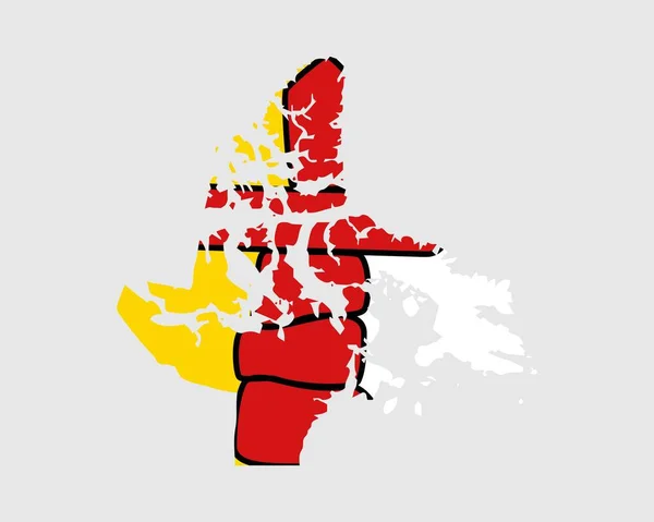 Nunavut Harita Bayrağı Haritası Bayraklı Kanada Kanada Eyaleti Vektör Illüstrasyon — Stok Vektör