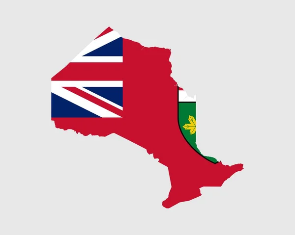 Ontario Kaart Vlag Kaart Van Canada Met Vlag Canadese Provincie — Stockvector