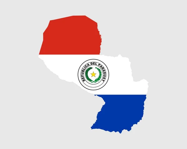 Paraguay Flagge Karte Karte Der Republik Paraguay Mit Dem Paraguayischen — Stockvektor