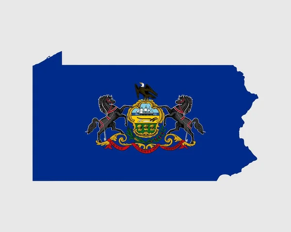 Pennsylvania Mappa Bandiera Mappa Stati Uniti America Con Bandiera Stato — Vettoriale Stock
