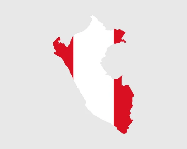 Peru Flagge Karte Karte Der Republik Peru Mit Dem Peruanischen — Stockvektor