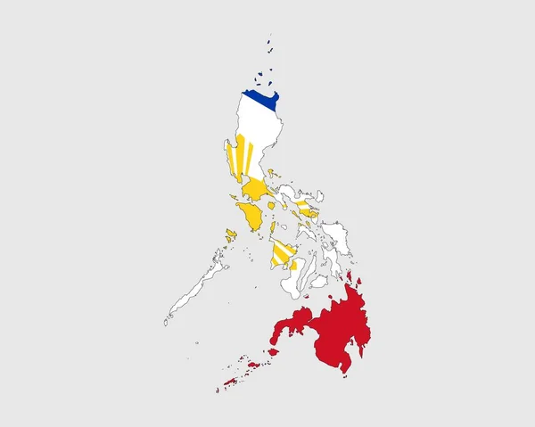 Mapa Bandeira Das Filipinas Mapa República Das Filipinas Com Bandeira —  Vetores de Stock