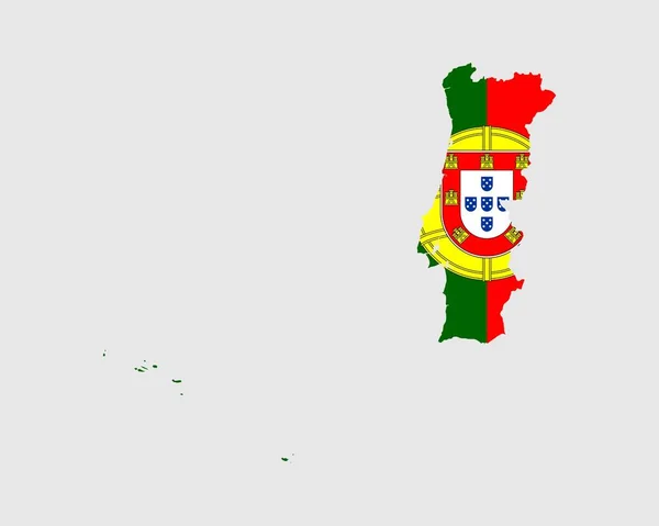 Mapa Bandera Portugal Mapa República Portuguesa Con Bandera Del País — Vector de stock