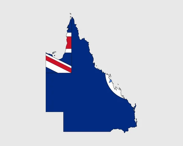 Queensland Map Flag Carte Qld Australie Avec Drapeau État État — Image vectorielle