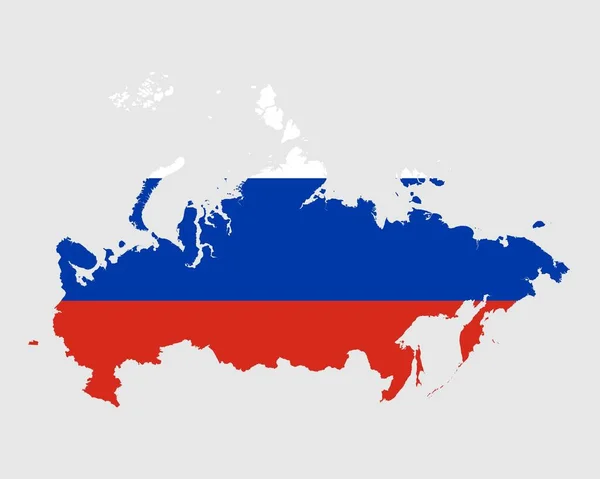 Carte Drapeau Russie Carte Fédération Russie Avec Bannière Pays Russe — Image vectorielle