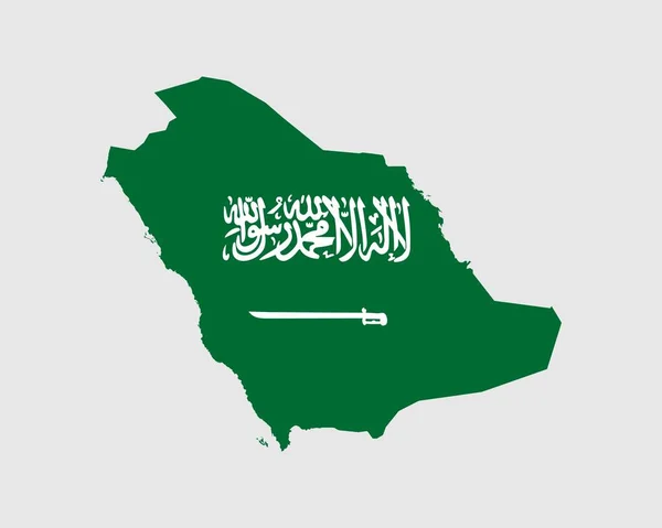 Mapa Bandera Arabia Saudita Mapa Del Reino Arabia Saudita Con — Vector de stock