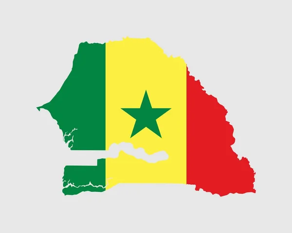 Carte Drapeau Sénégal Carte République Sénégal Avec Bannière Pays Sénégalais — Image vectorielle
