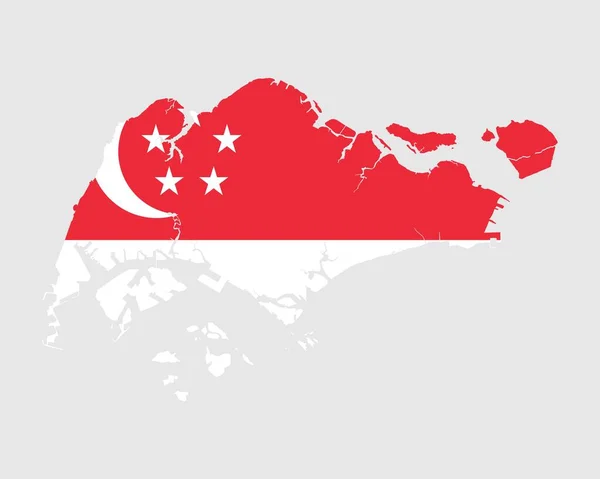 新加坡国旗地图 新加坡共和国与新加坡国旗的地图 病媒图解 — 图库矢量图片