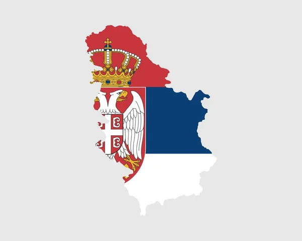 Mapa Bandera Serbia Mapa República Serbia Con Bandera Del País — Vector de stock