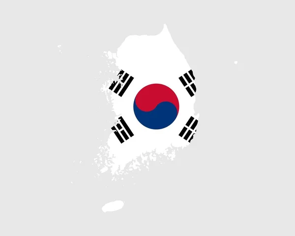 Mapa Bandeira Coreia Sul Mapa República Coreia Com Bandeira País —  Vetores de Stock