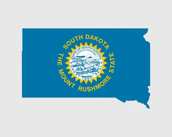 Mapa Dakota Del Sur Bandera Mapa Estados Unidos Con Bandera — Vector de stock