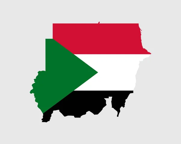 Soedan Vlaggenkaart Kaart Van Republiek Soedan Met Het Soedanese Landenspandoek — Stockvector