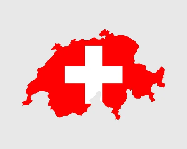 Mapa Bandera Suiza Mapa Confederación Suiza Con Bandera Del País — Archivo Imágenes Vectoriales