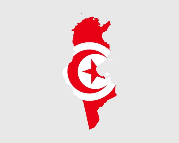 Mapa Bandeira Tunísia Mapa República Tunísia Com Bandeira País Tunisino — Vetor de Stock