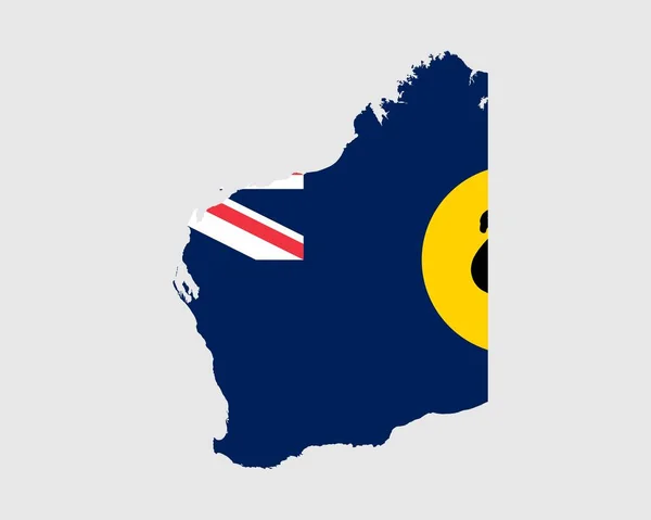 Batı Avustralya Harita Bayrağı Haritası Avustralya Eyalet Bayrağı Avustralya Eyaleti — Stok Vektör