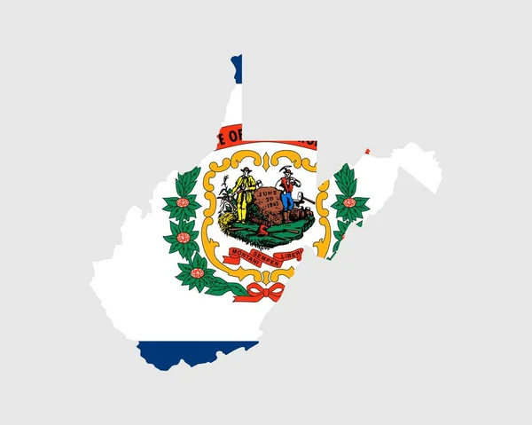 Прапор Західної Вірджинії Карта Сша Державним Прапором Сполучені Штати Америка — стоковий вектор