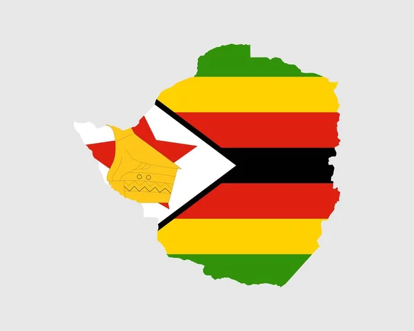 Mapa Bandera Zimbabue Mapa República Zimbabue Con Bandera Del País — Archivo Imágenes Vectoriales