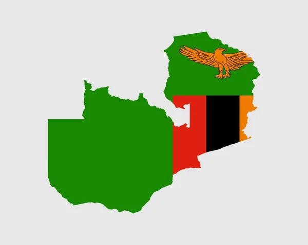 Mapa Vlajky Zambie Mapa Zambijské Republiky Vlajkou Zambijské Republiky Vektorová — Stockový vektor