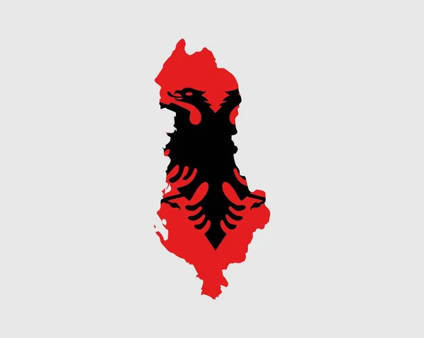 Albansk Kartflagga Karta Över Albanien Med Albaniens Nationella Flagga Isolerad — Stock vektor