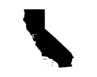 California US Map. CA USA State Map. Black and White Californian State Border Boundary Line Outline Geography Territory Shape Vector Illustration EPS Clipart