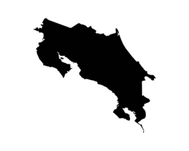 Costa Rica Map. Costa Rican Country Map. Black and White National Outline Geography Border Boundary Shape Territory EPS Vector Illustration Clipart