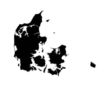 Denmark Map. Danish Country Map. Dane Black and White National Outline Geography Border Boundary Shape Territory EPS Vector Illustration Clipart