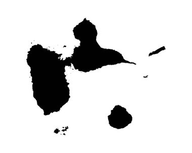 Guadeloupe Map. Guadeloupean Map. Black and White French Overseas Department Territory Border Boundary Line Outline Geography Shape Vector Illustration EPS Clipart