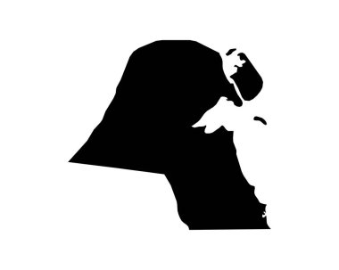 Kuwait Map. Kuwaiti Country Map. Black and White National Nation Outline Geography Border Boundary Shape Territory Vector Illustration EPS Clipart