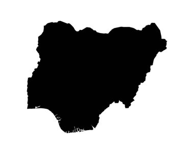 Nigeria Map. Nigerian Country Map. Black and White National Nation Outline Geography Border Boundary Shape Territory Vector Illustration EPS Clipart